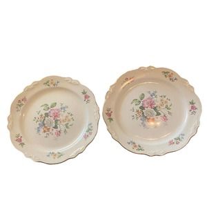 Homer Laughlin Floral Dinnerware - Cream with Pink and Green Accents